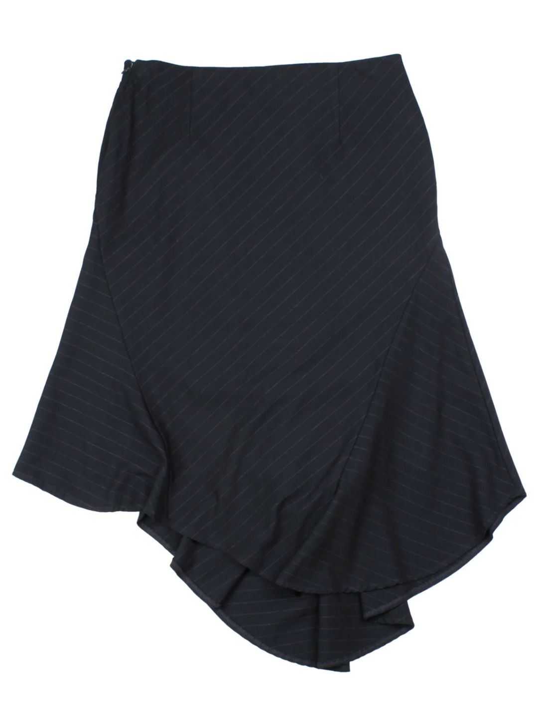 Y2K Pinstripe Blue Asymmetrical Midi Skirt (Size M)
