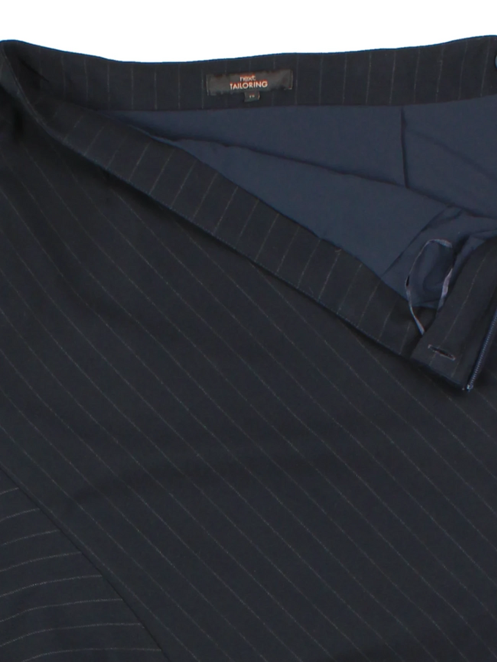 Y2K Pinstripe Blue Asymmetrical Midi Skirt (Size M)