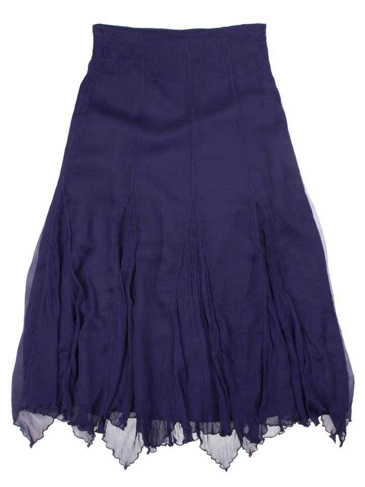 Y2K Layered Purple Silk Midi Skirt (Size M)