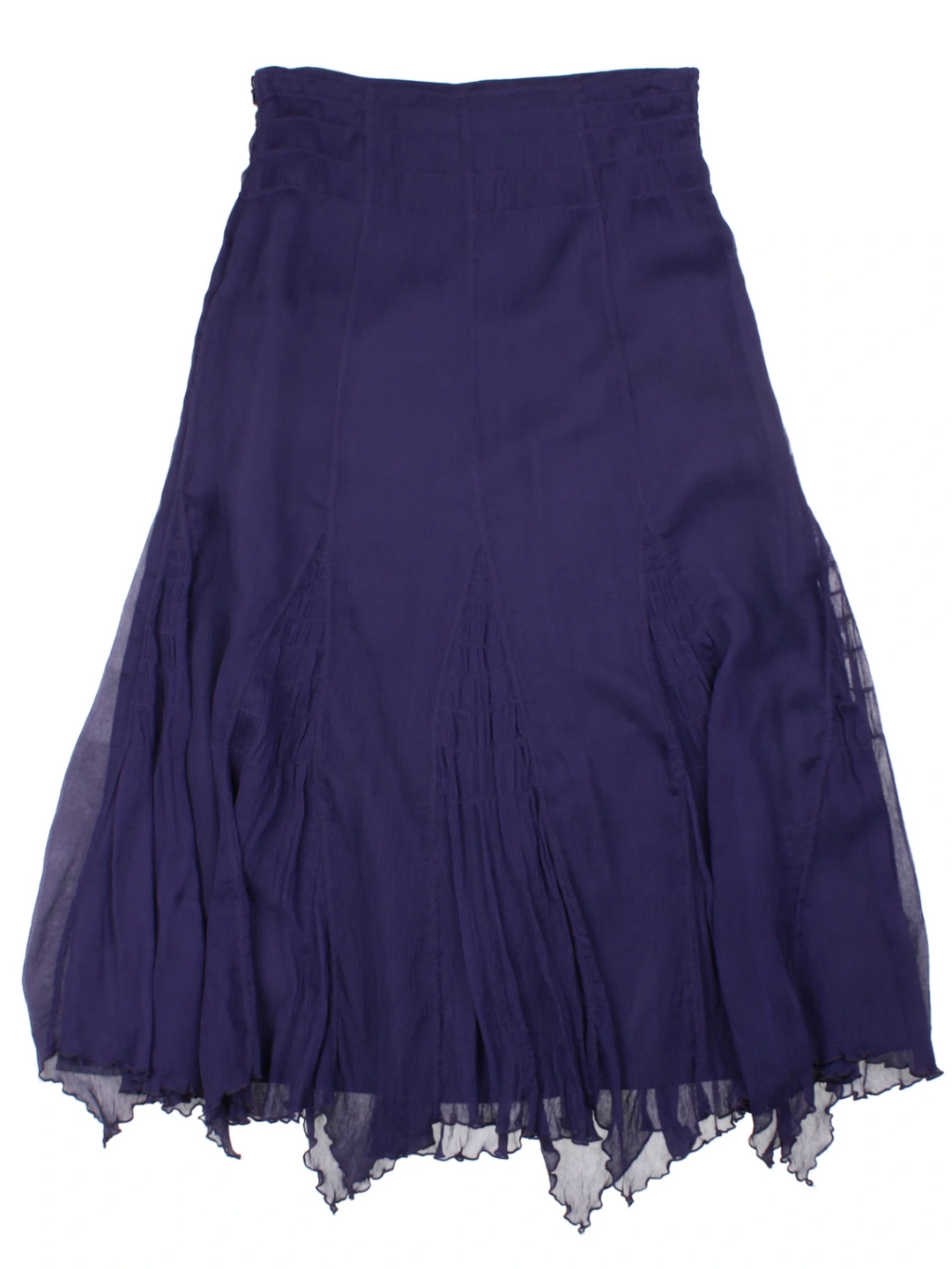 Y2K Layered Purple Silk Midi Skirt (Size M)