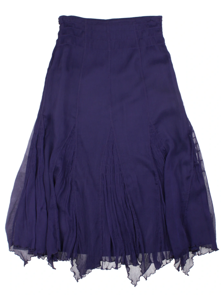 Y2K Layered Purple Silk Midi Skirt (Size M)