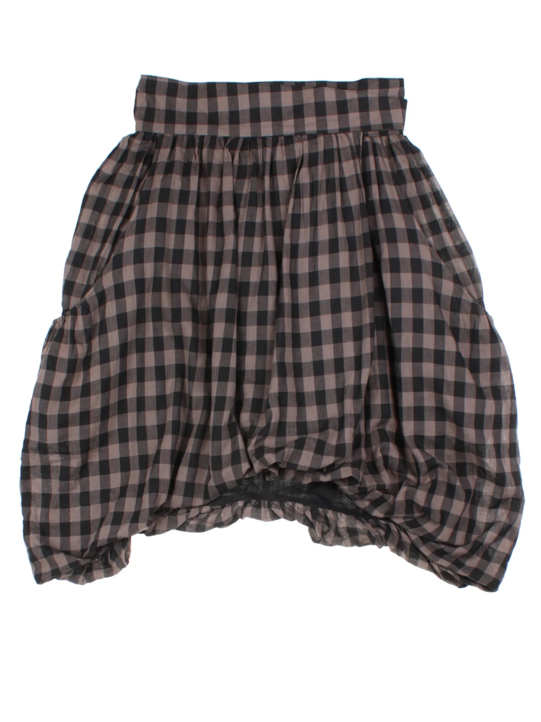 Y2K All Saints Grey Checked Bubble Hem Mini Skirt (Size S)