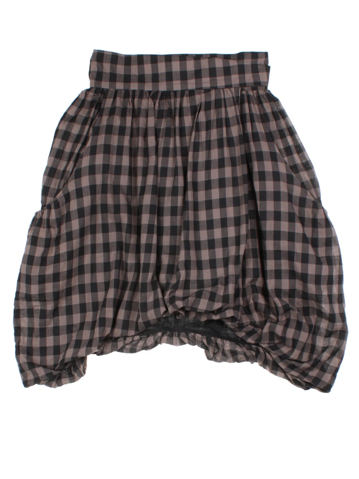 Y2K All Saints Grey Checked Bubble Hem Mini Skirt (Size S)