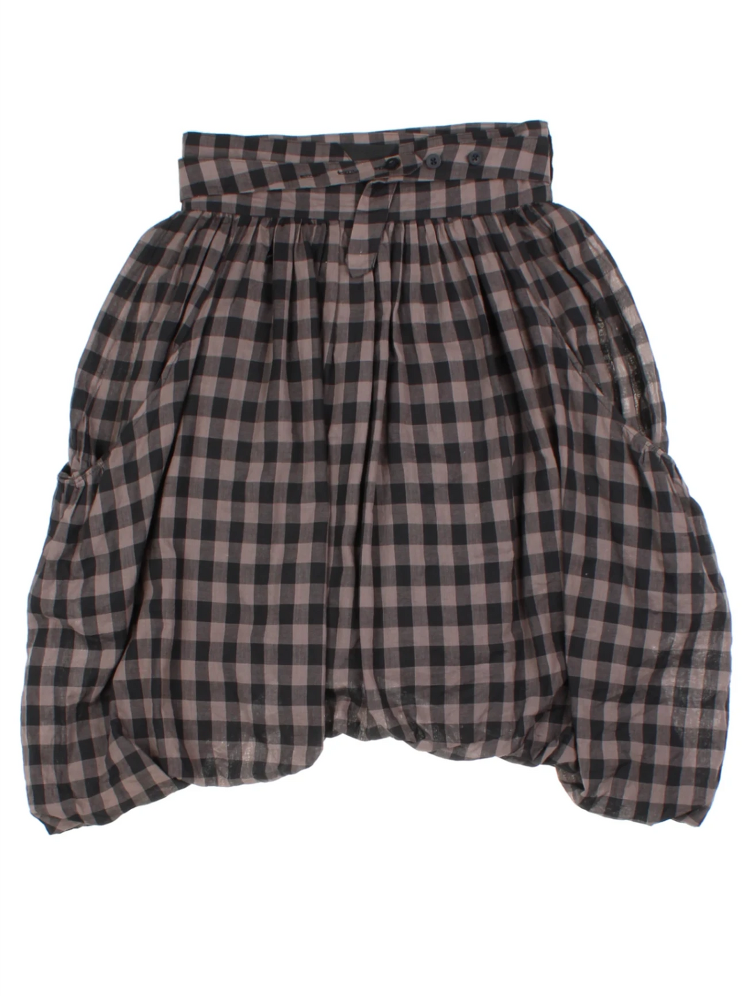 Y2K All Saints Grey Checked Bubble Hem Mini Skirt (Size S)
