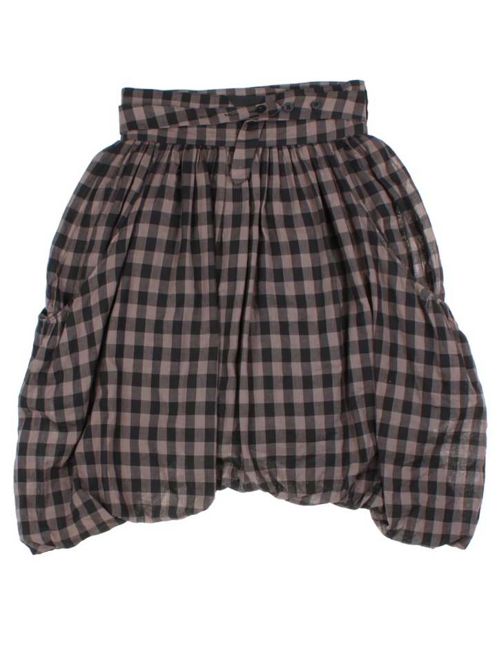 Y2K All Saints Grey Checked Bubble Hem Mini Skirt (Size S)
