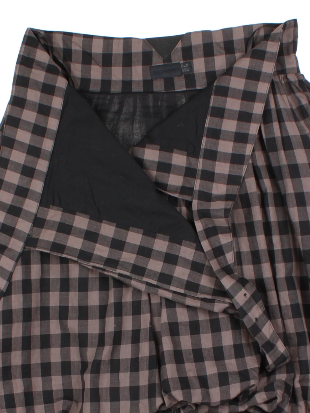 Y2K All Saints Grey Checked Bubble Hem Mini Skirt (Size S)