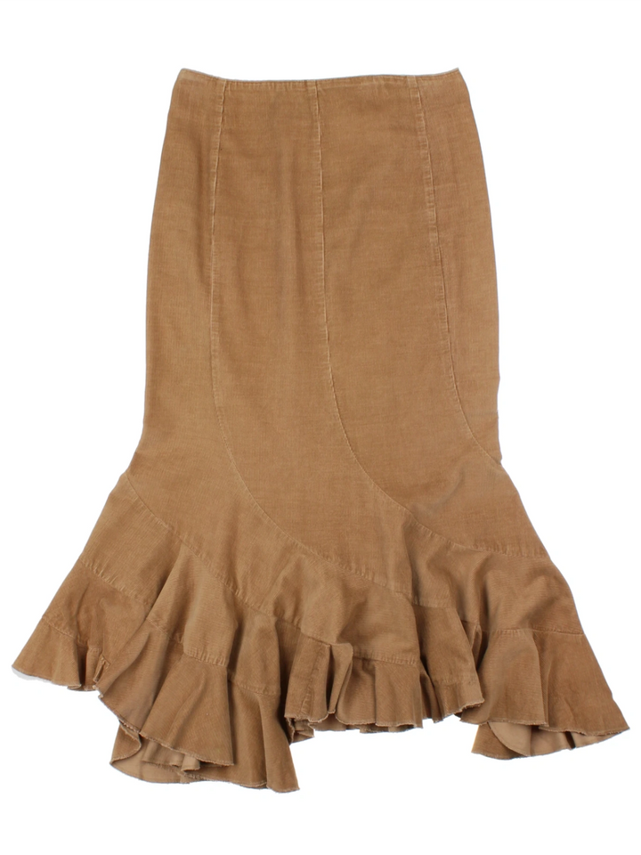 Y2K Per Una Tan Needlecord  Midi Skirt (Size M)