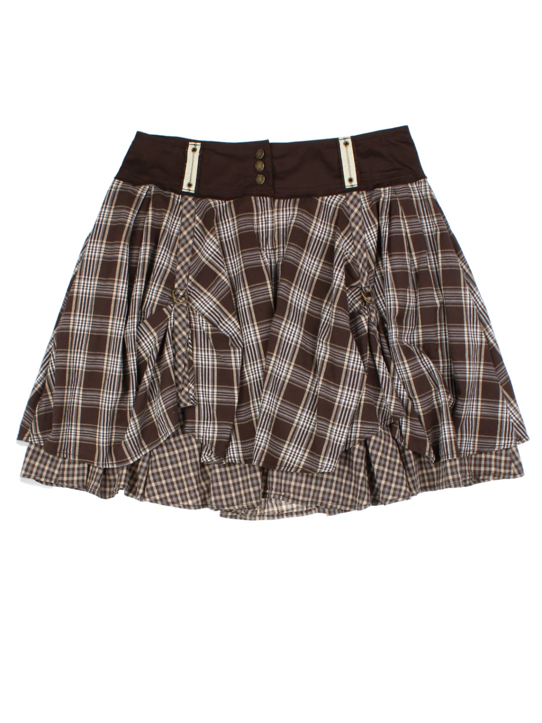 Y2K Next Brown Plaid Layered Mini Skirt (Size L)