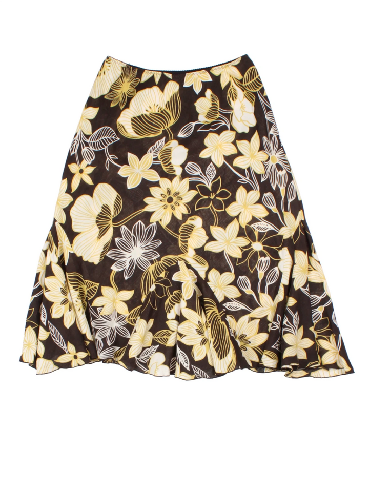 Y2K Hobbs Floral Brown Midi Skirt (Size M)