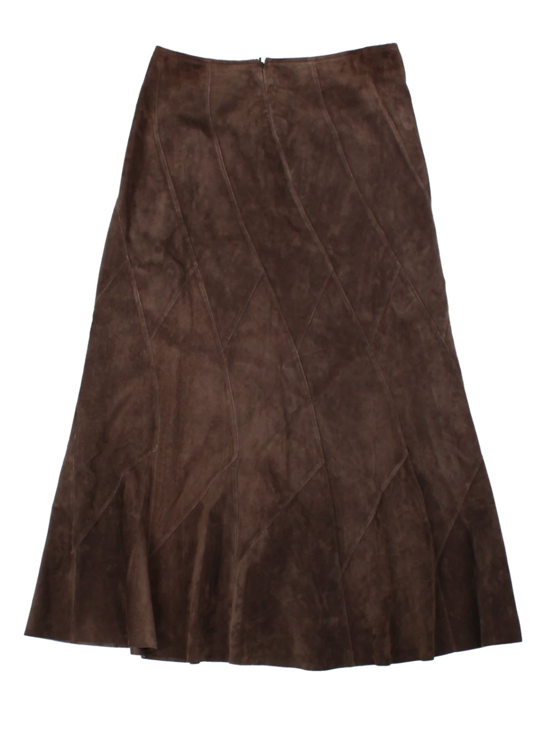 Y2K Monsoon Brown Suede Midi Skirt (Size S)