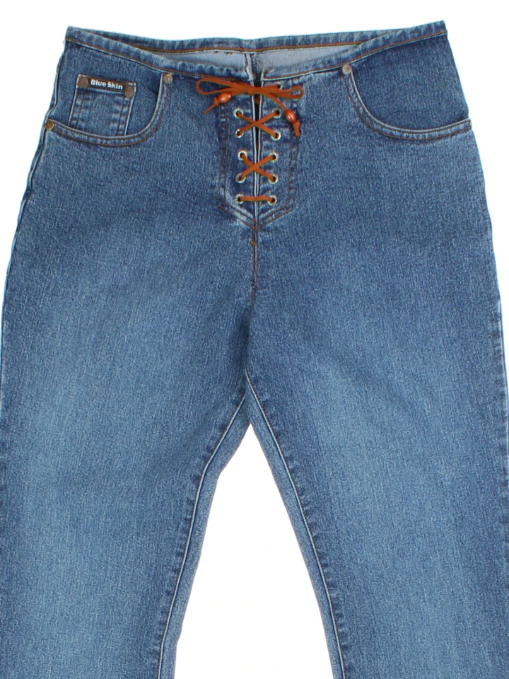 Y2K Blue Flared Lace Up Jeans (Size M)