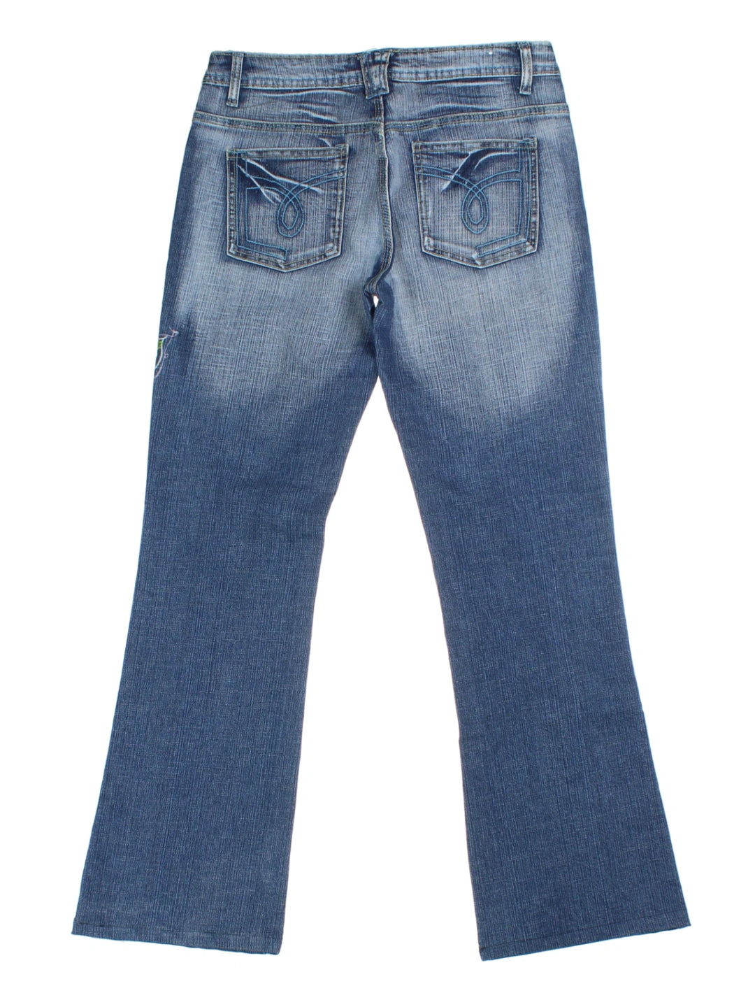 Y2K Blue Embellished Flared Jeans (Size S)
