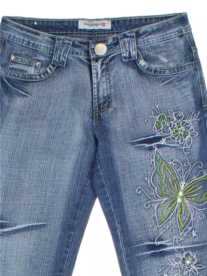 Y2K Blue Embellished Flared Jeans (Size S)