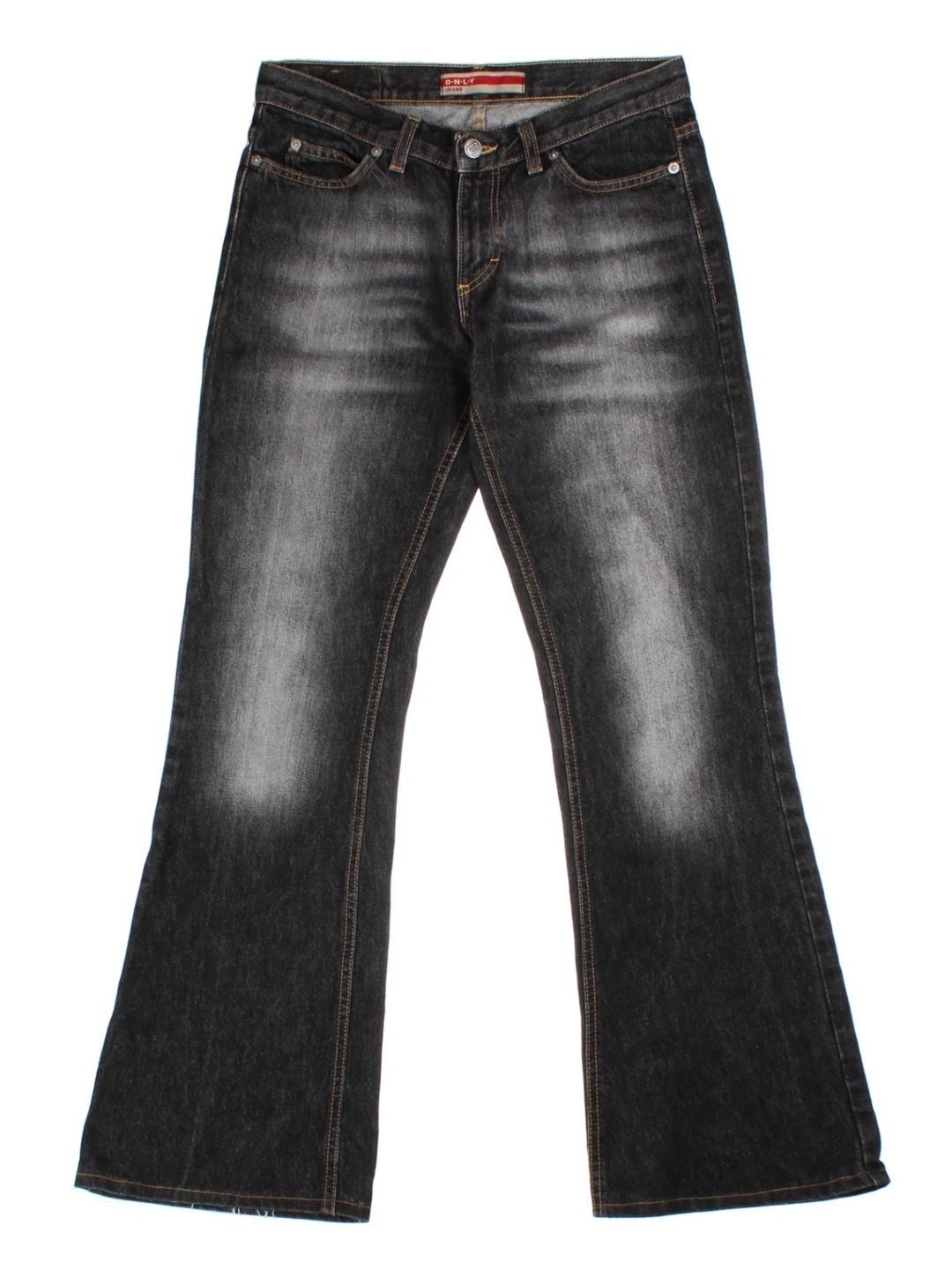 Y2K Black Faded Flared Jeans (Size XS)