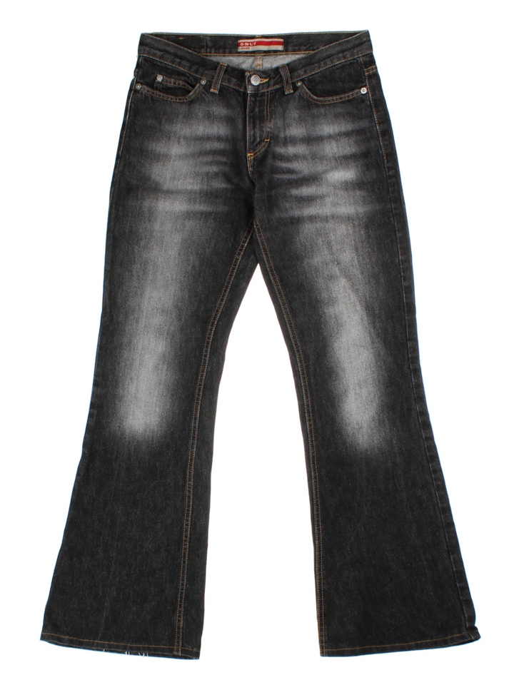 Y2K Black Faded Flared Jeans (Size XS)