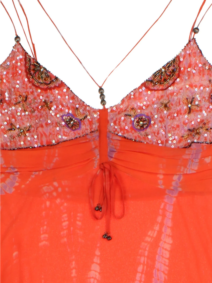 Y2K Orange Spaghetti Strap Top (Size M)