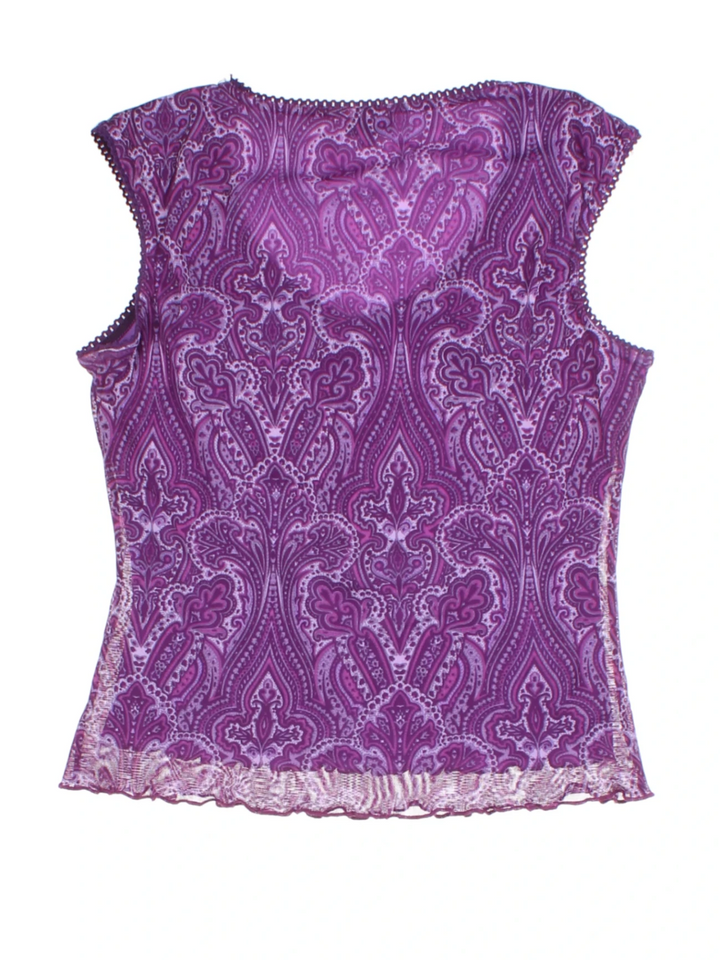 Y2K Paisley Purple Layered Top (Size M)