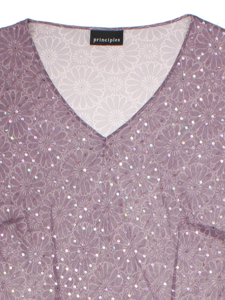 Y2K Floral Purple V-Neck Top (Size L)