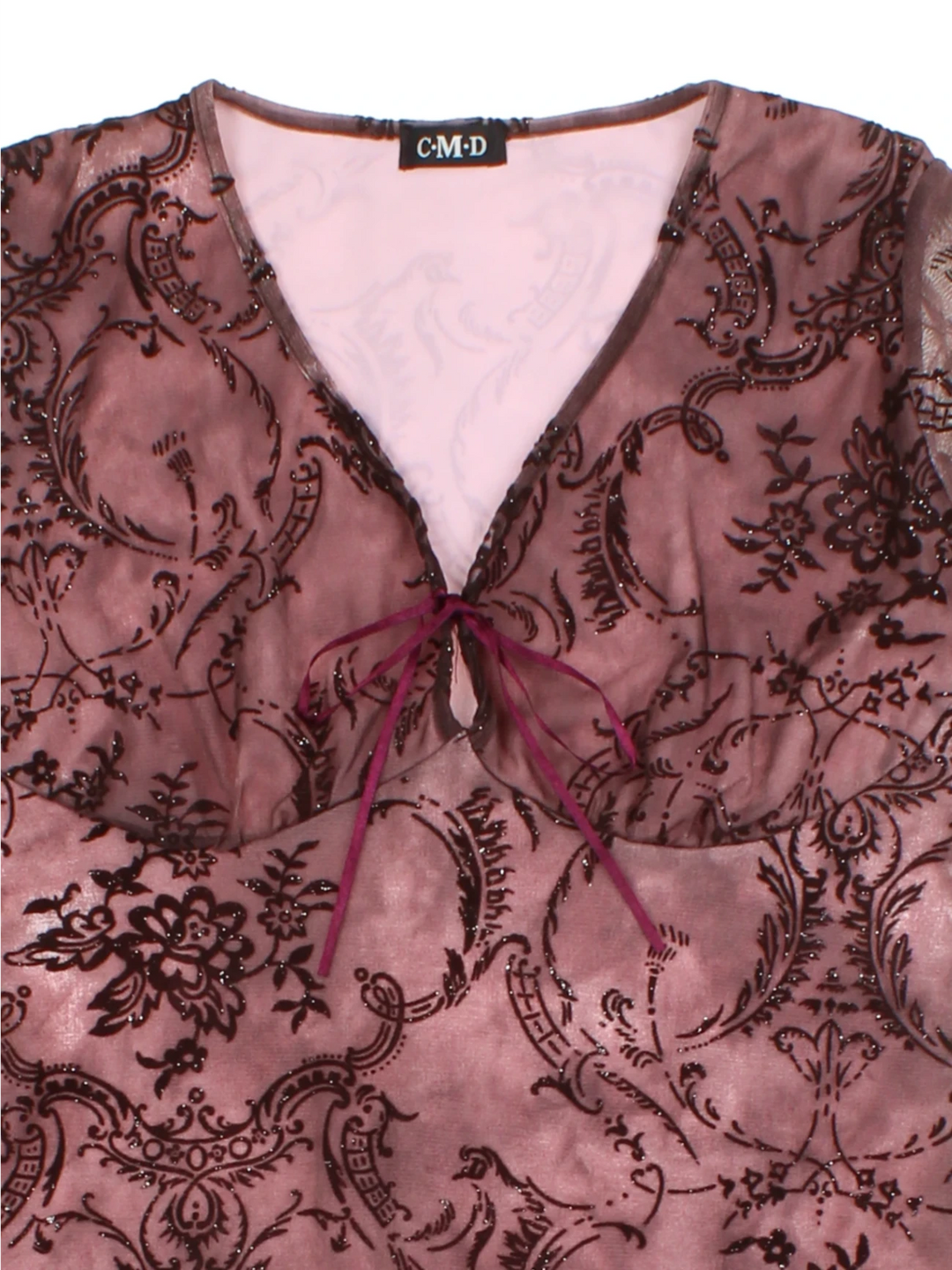 Y2K Floral Purple Mesh Top (Size M)