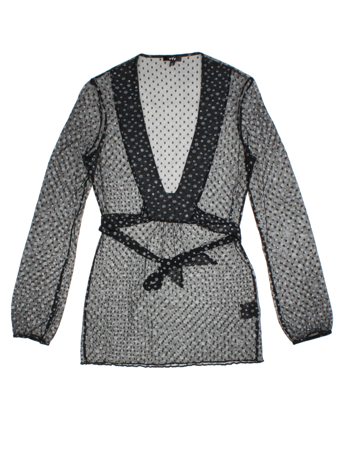 Y2K Black Polka Dot V-Neck Top (Size M)