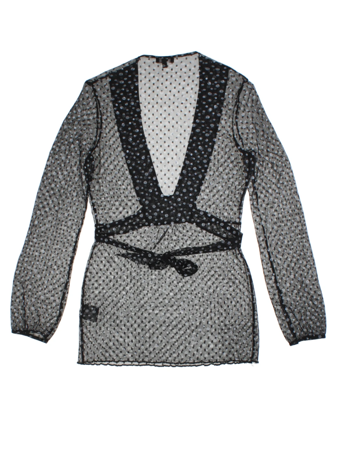 Y2K Black Polka Dot V-Neck Top (Size M)