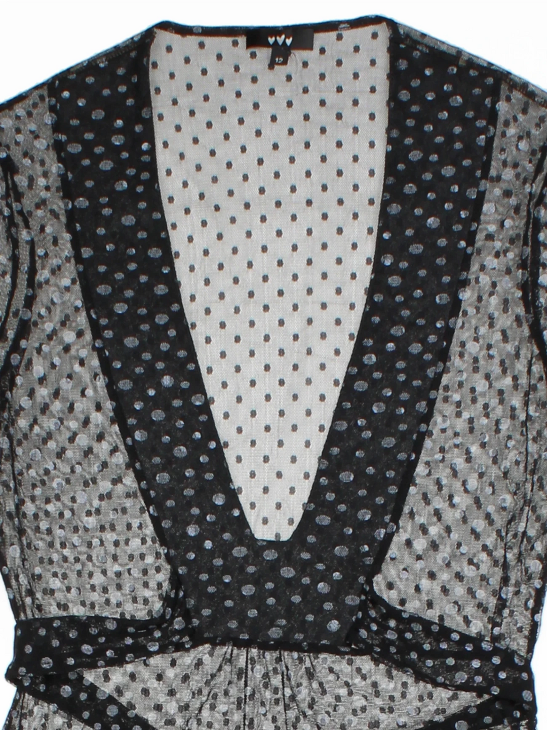 Y2K Black Polka Dot V-Neck Top (Size M)