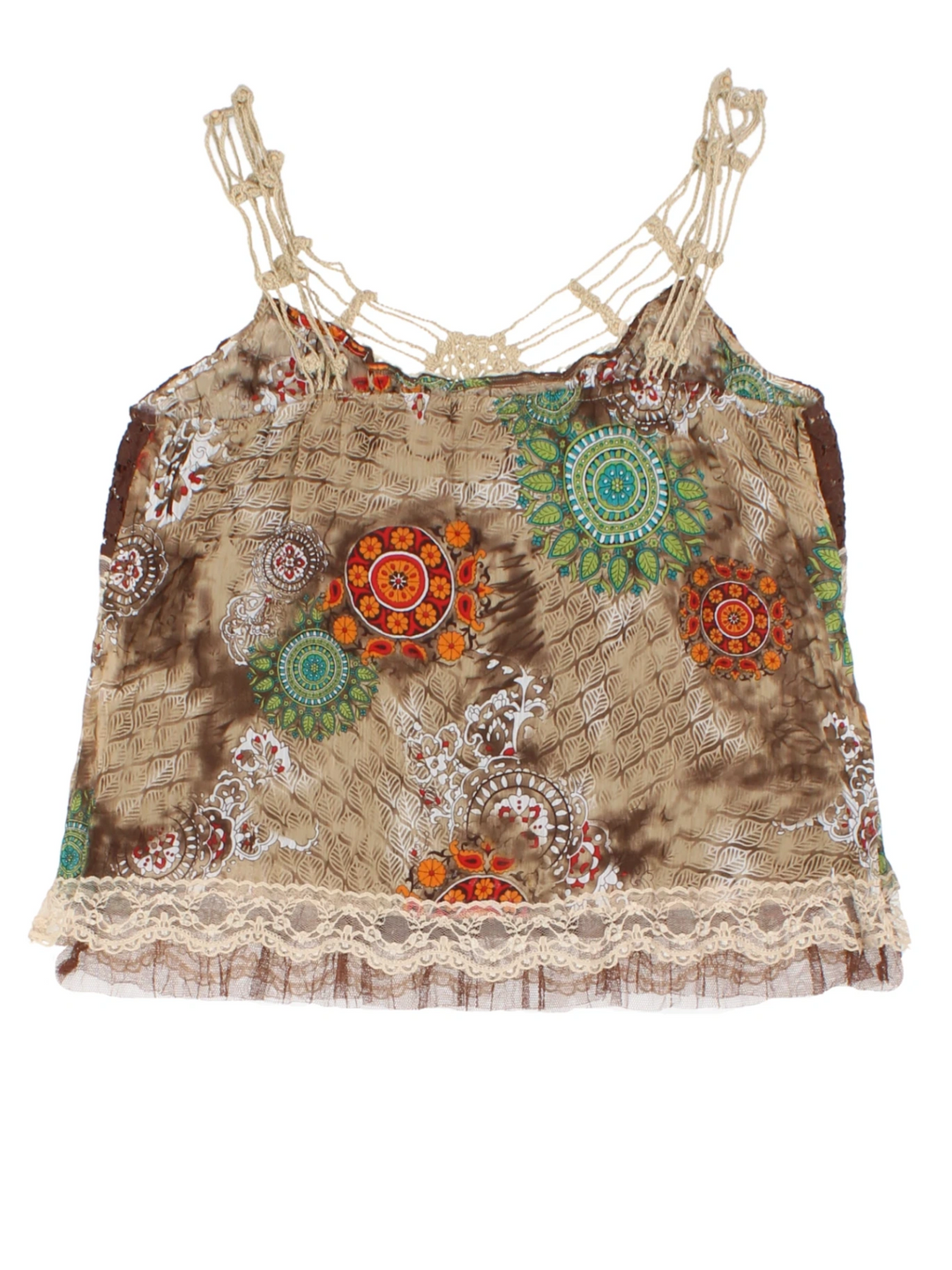 Y2K Per Una Brown Lace Paisley Top (Size M)