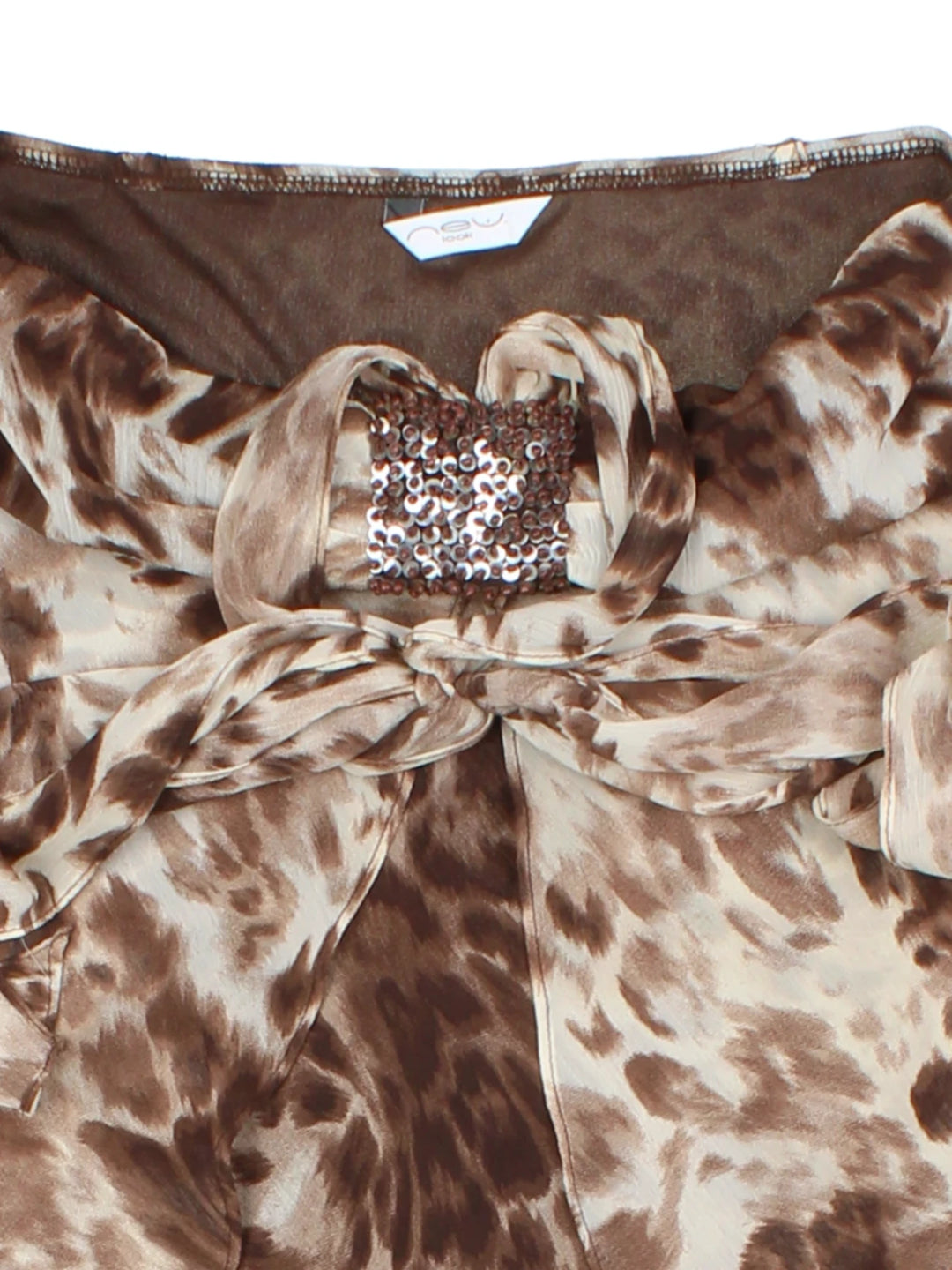 Y2K New Look Brown Animal Print Top (Size S)