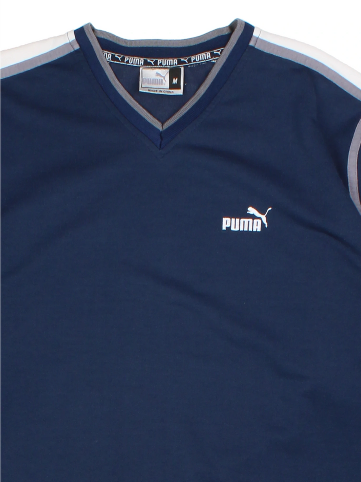 90s Puma Navy V-Neck Sweatshirt (Size M)