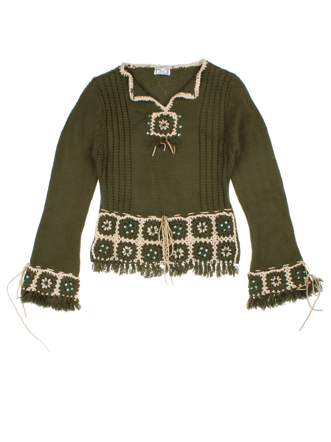 Y2K Green Knit Jumper (Size XS)