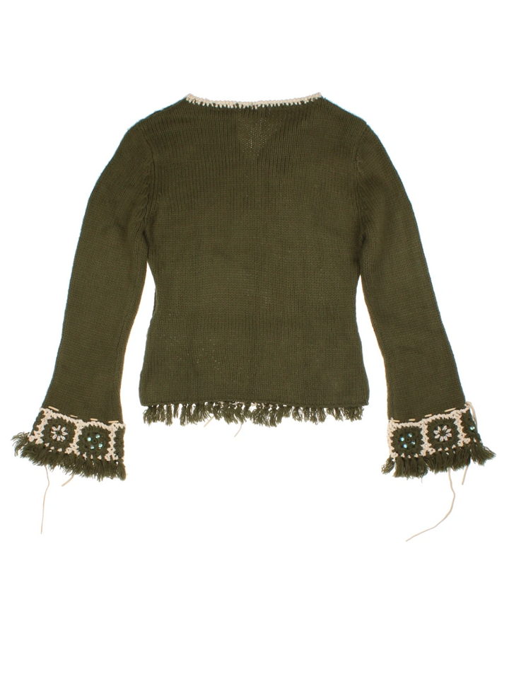Y2K Green Knit Jumper (Size XS)