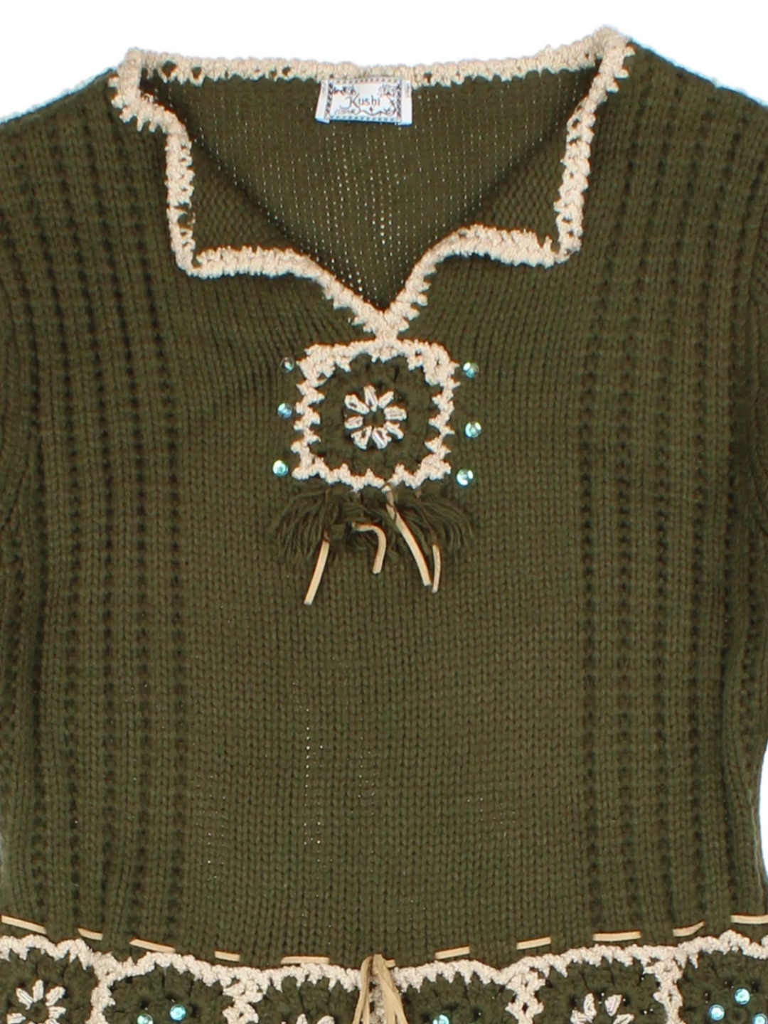 Y2K Green Knit Jumper (Size XS)