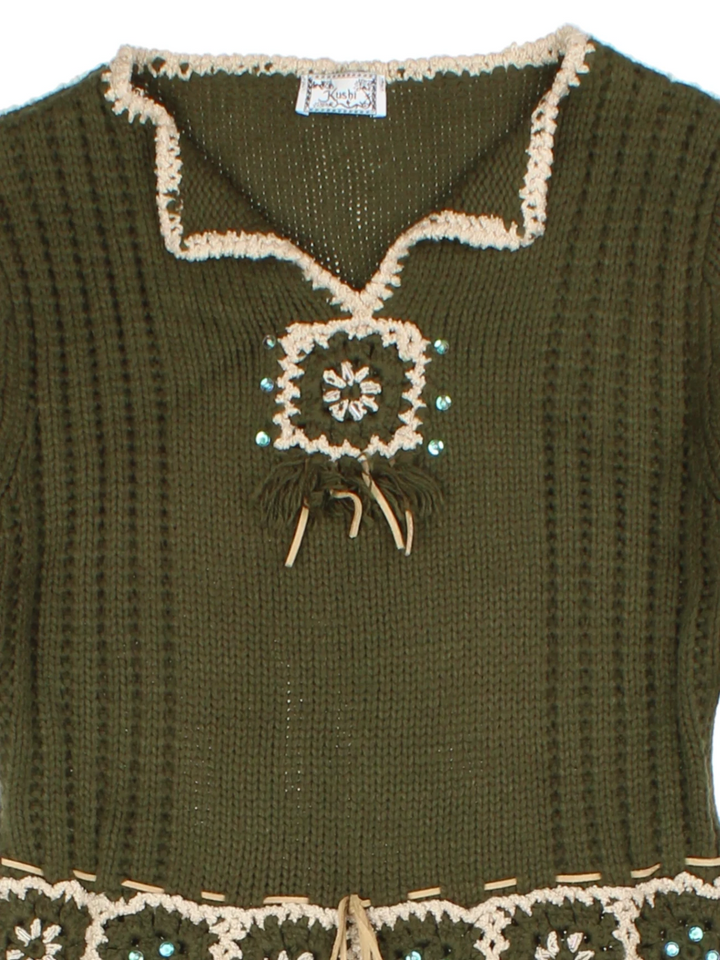 Y2K Green Knit Jumper (Size XS)