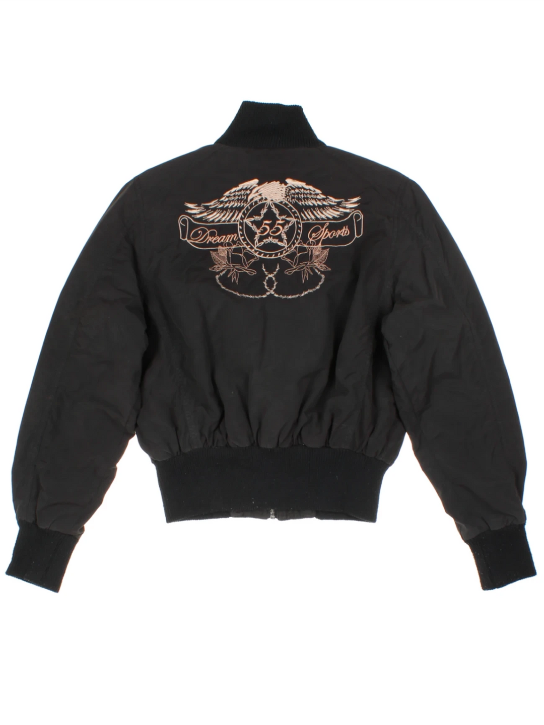 Y2K Embroidered Black Bomber (Size M)