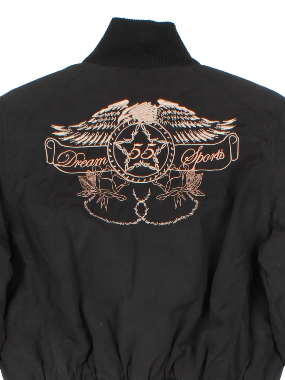 Y2K Embroidered Black Bomber (Size M)