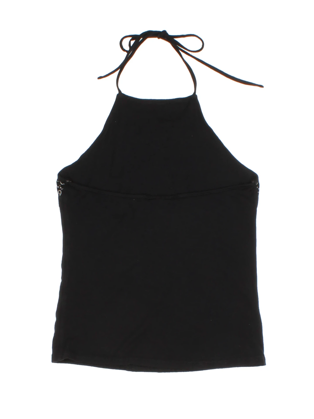Y2K Floral Print Black Halter Neck Top (Size S)