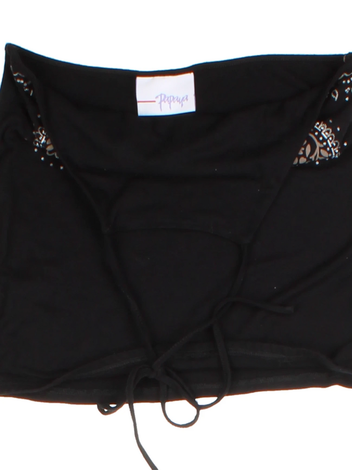 Y2K Floral Print Black Halter Neck Top (Size S)