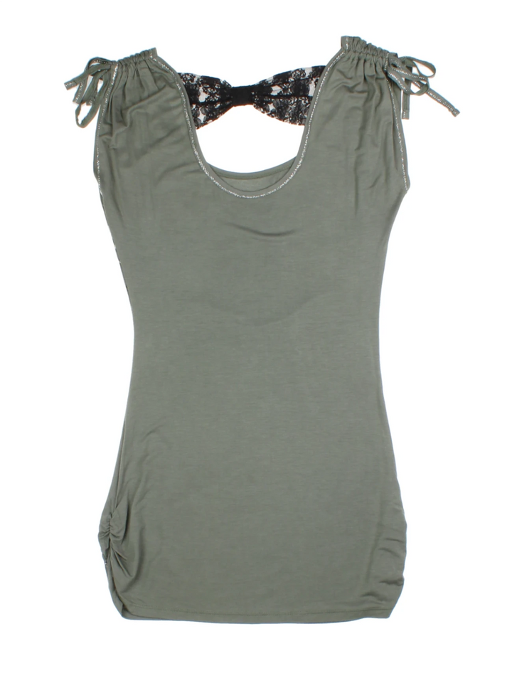 Y2K Butterfly Print Green Tunic Top (Size L)