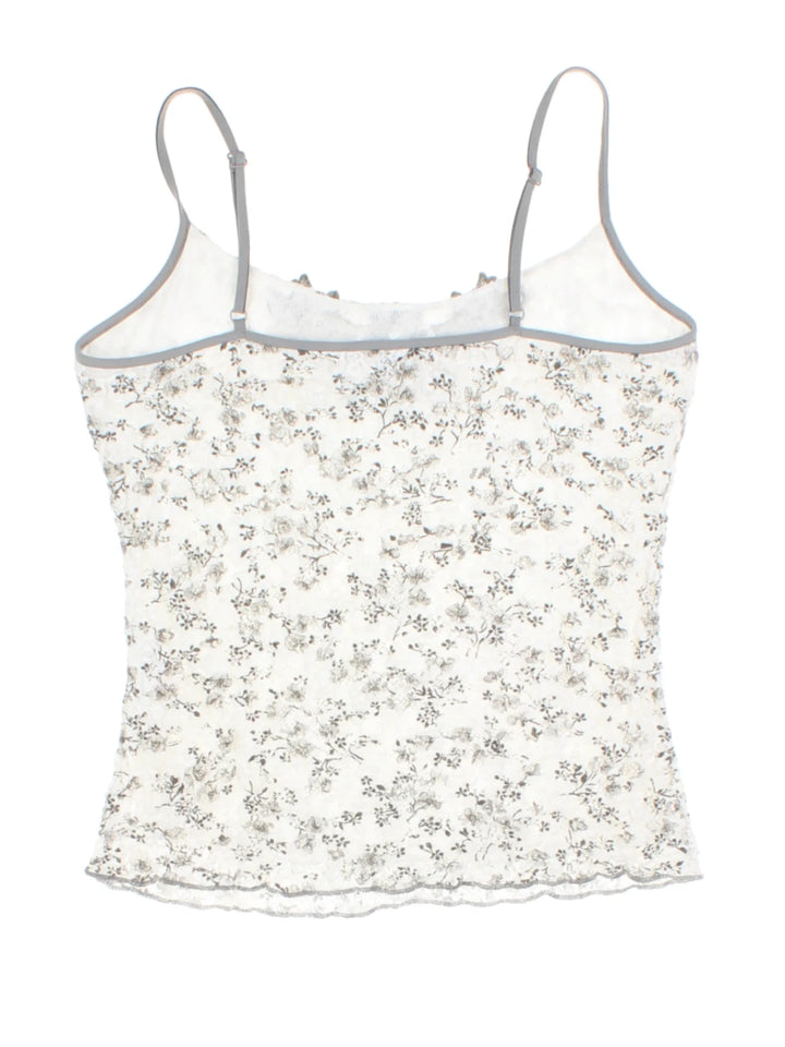 Y2K Floral White Layered Vest (Size M)