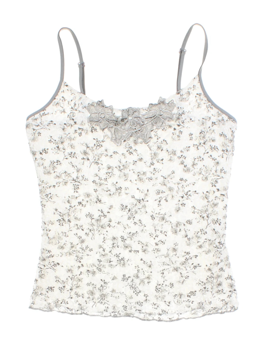 Y2K Floral White Layered Vest (Size M)
