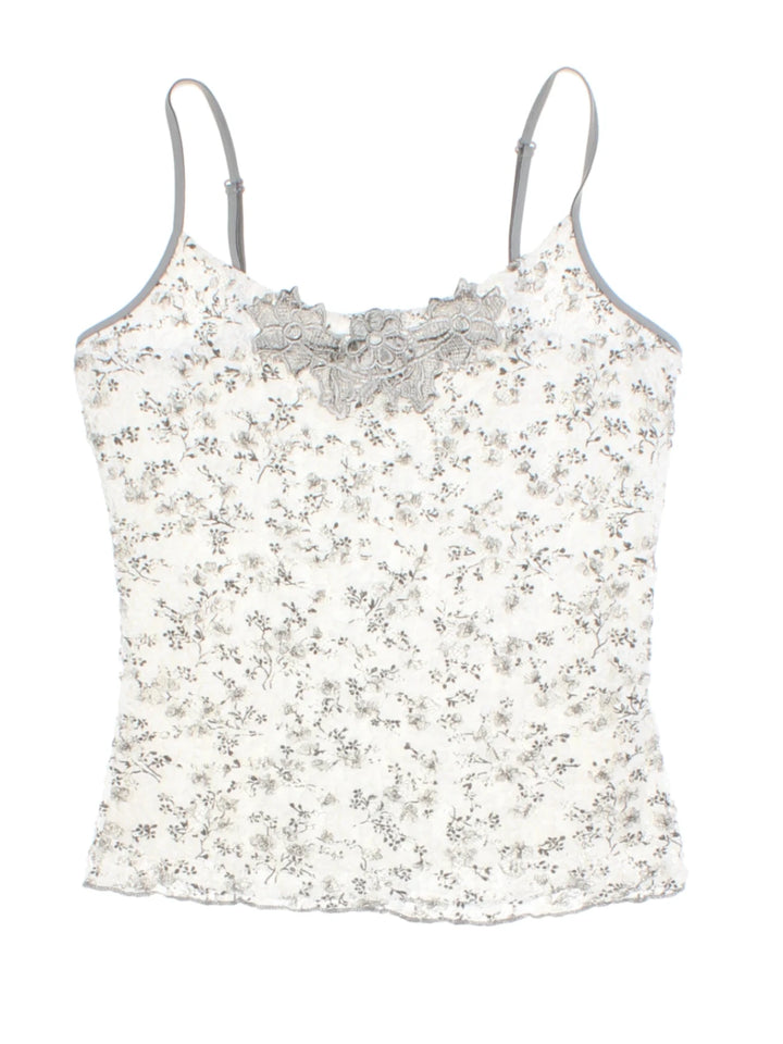 Y2K Floral White Layered Vest (Size M)