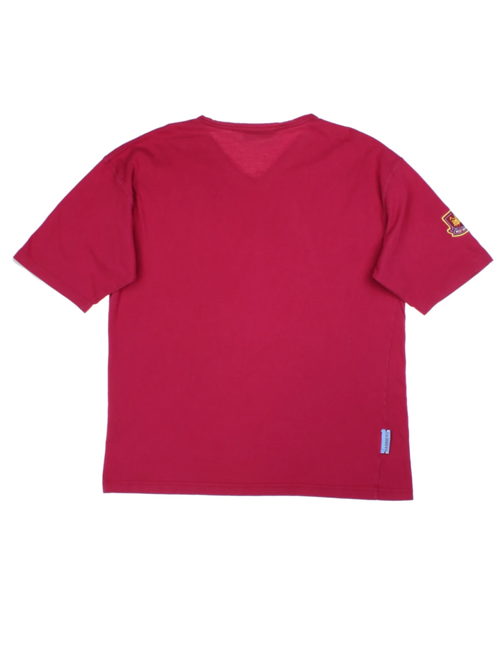 90s Fila West Ham Red Embroidered V-Neck T-Shirt (Size XL)