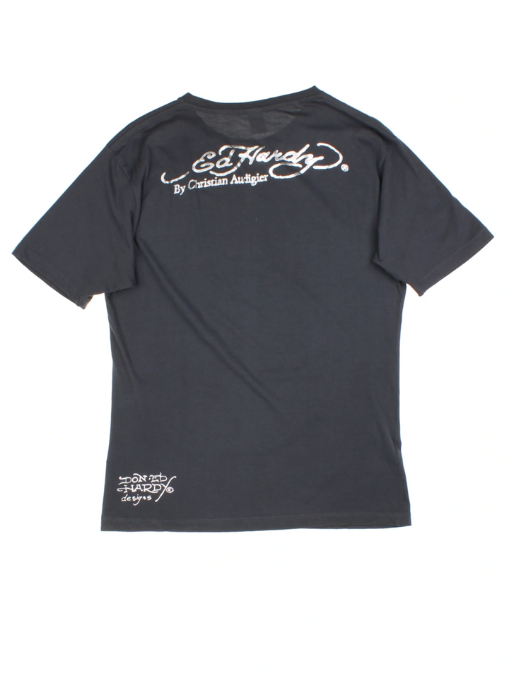 Y2K Ed Hardy Black Rhinestone T-Shirt (Size M)