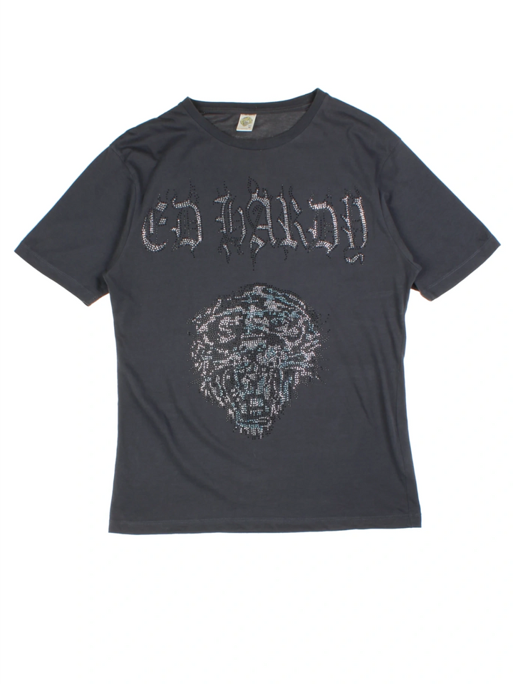 Y2K Ed Hardy Black Rhinestone T-Shirt (Size M)