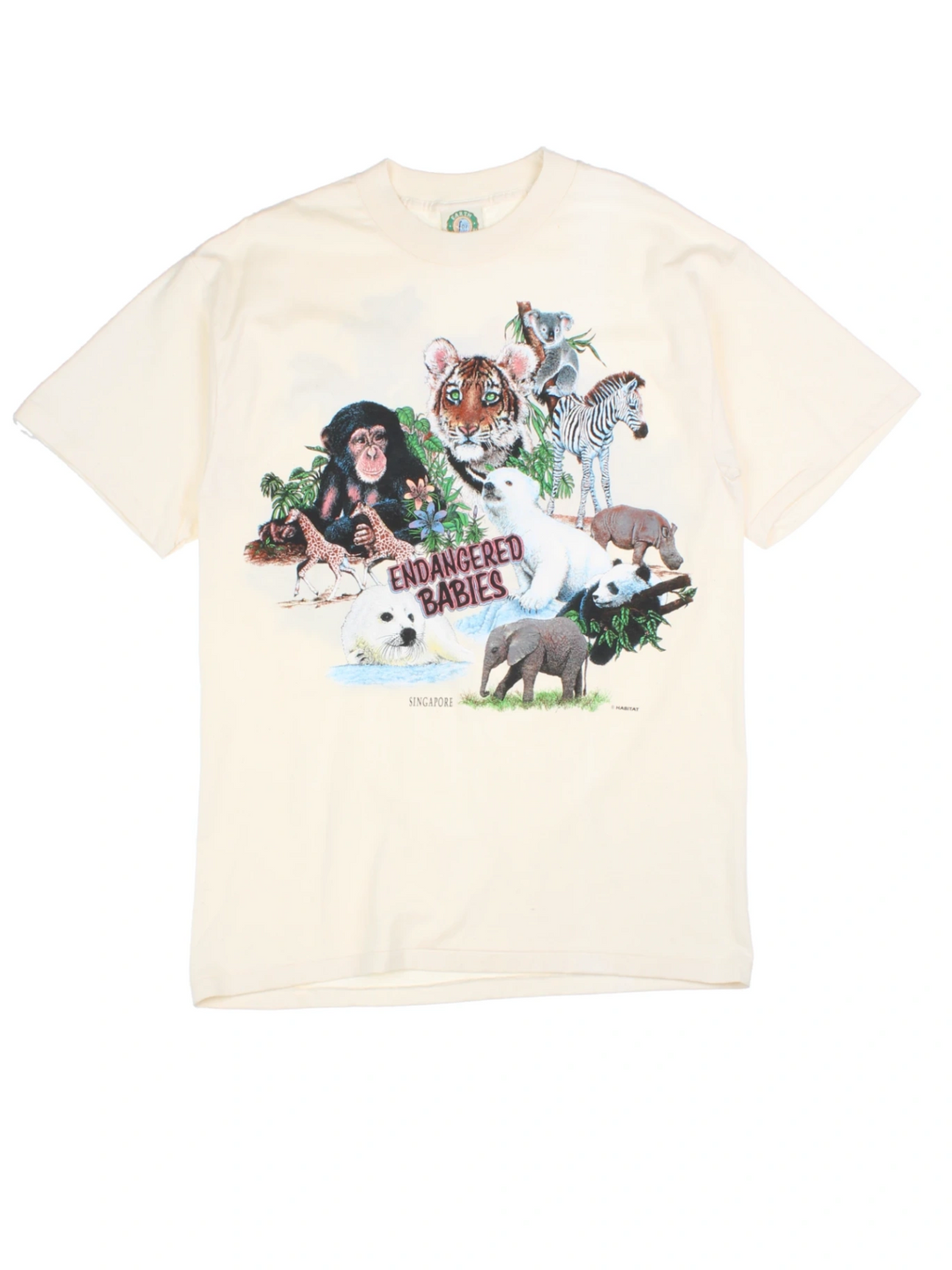 90s Endangered Babies Tan Animal T-Shirt (Size M)