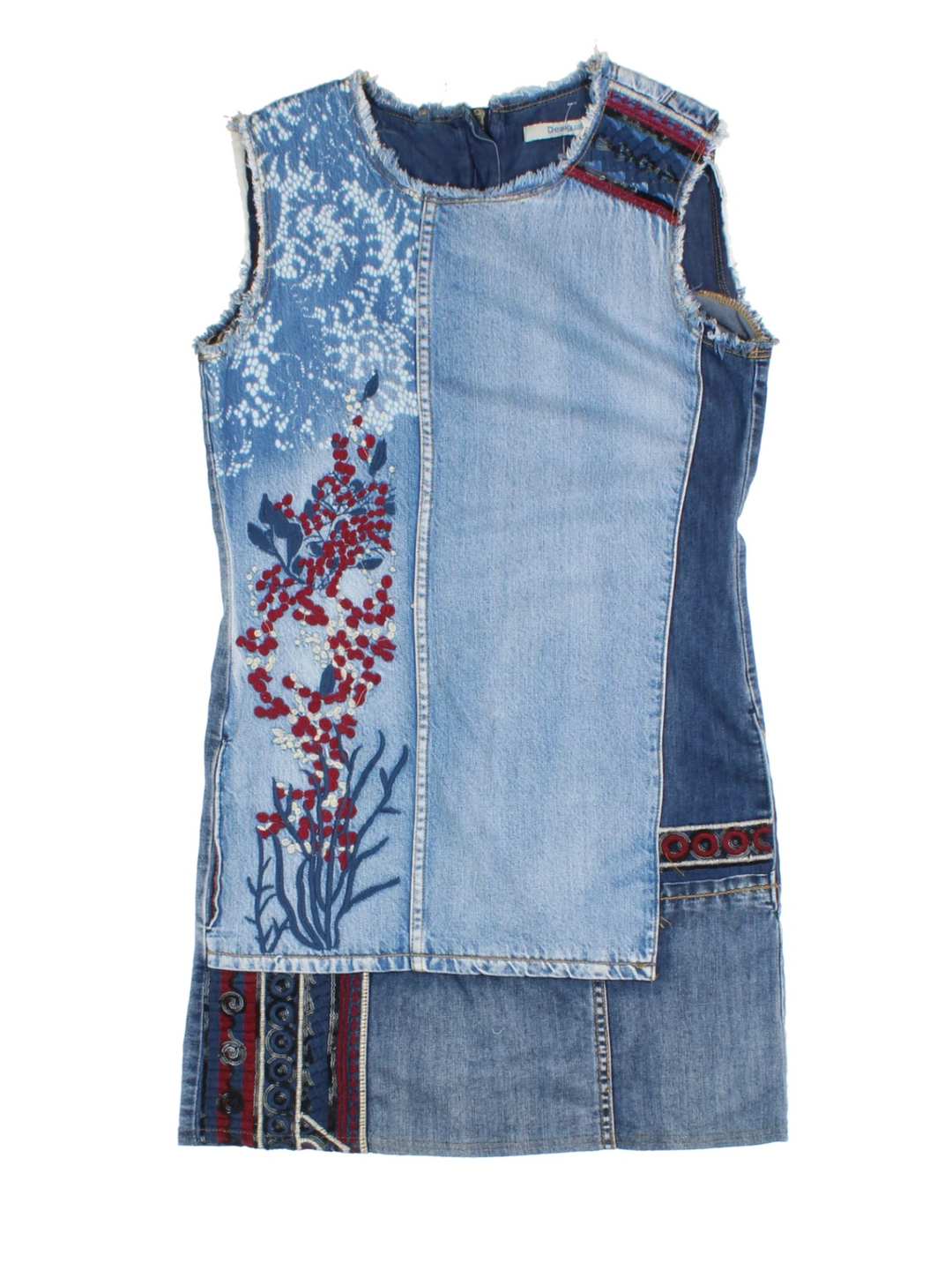 Y2K Desigual Blue Patchwork Mini Dress (Size S)