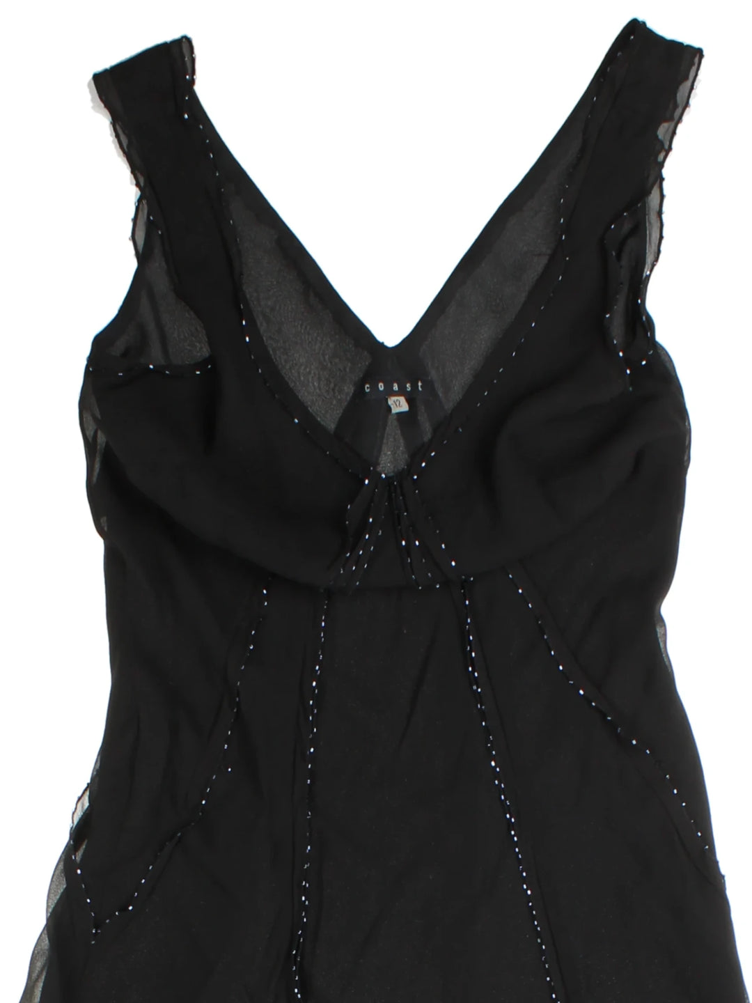 Y2K Black Beaded Silk Midi Dress (Size M)