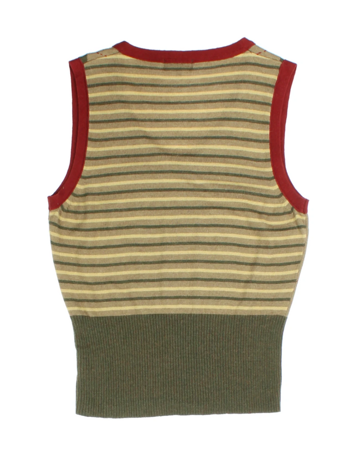 Y2K Argyle Green Knit Vest (Size L)