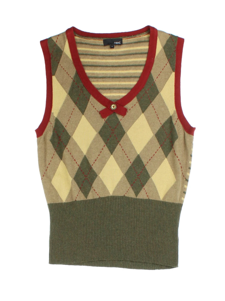 Y2K Argyle Green Knit Vest (Size L)