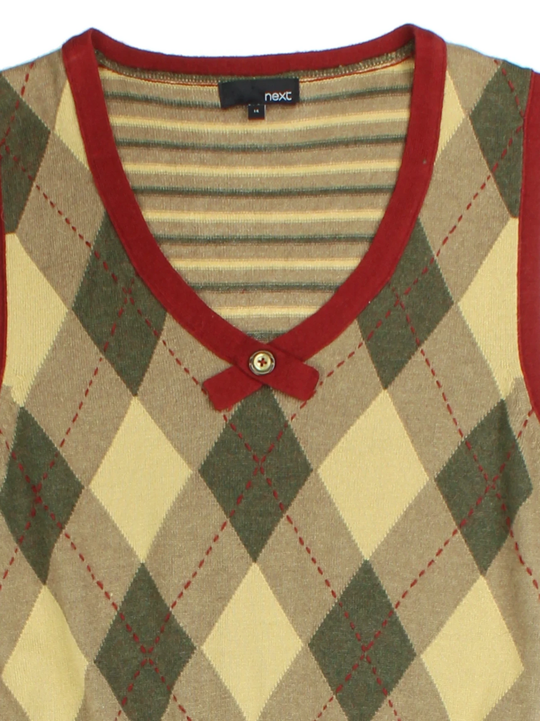 Y2K Argyle Green Knit Vest (Size L)